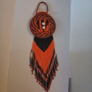 Handmade Cincinnati Bengals White Orange and Black Beaded Dreamcatcher